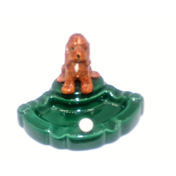 Vintage Ceramic Pointer Setter Retriever Hound Dog on Green Golf Green Ashtray - Picture 2 of 16